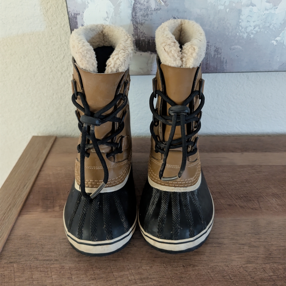 Sorel Tan and Black Kids Snow Boots - Picture 3 of 9